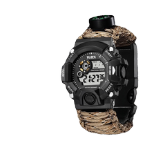 Montre tactique multifonctionnelle dextérieur bracelet étanche de survie en milieu sauvage paracorde sifflet en silex boussole