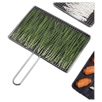 Stainless steel barbecue net grilled fish plywood encrypted clip thickened mesh racket barbecue accessories food grade household