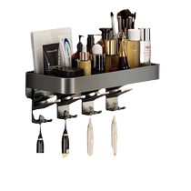 Bathroom toothbrush and hair dryer integrated storage rack toilet brush rack multi-functional hair dryer storage without punching