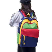 Trendy brand color matching student schoolbags for couples fashionable girls campus Korean version travel lightweight color rainbow high appearance