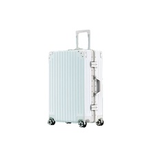 Samsonite aluminum frame suitcase 20 trolley suitcase white scratch-proof suitcase trendy men and women 24-inch universal automatic
