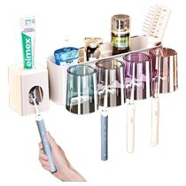 Toothbrush rack without punching brushing cup mouthwash cup rack wall-mounted bathroom family toothbrush toothbrush rack