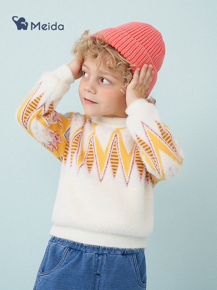 MYDABABY 美搭 20年秋季款 仿貂绒 儿童毛衣针织衫 双重优惠折后￥34.9包邮 男、女童80~130码多色可选