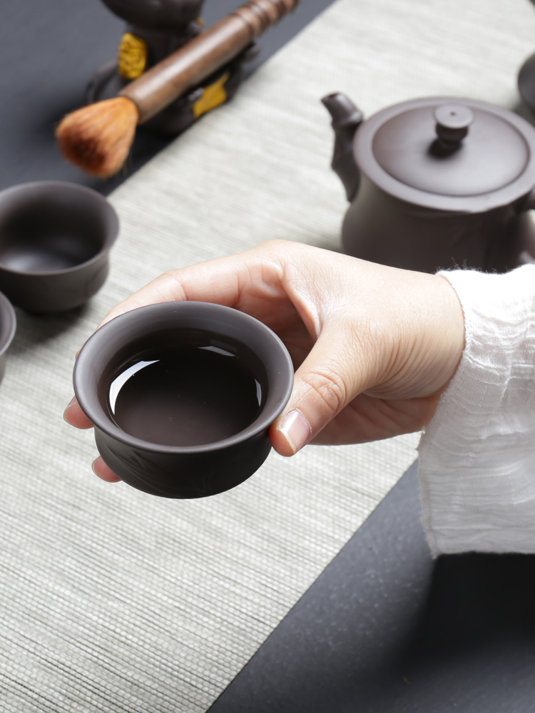 Purple sand tea sets suit kunfu tea your up zhu mud Purple clay teapot tea cup against the hot tea set a complete set of