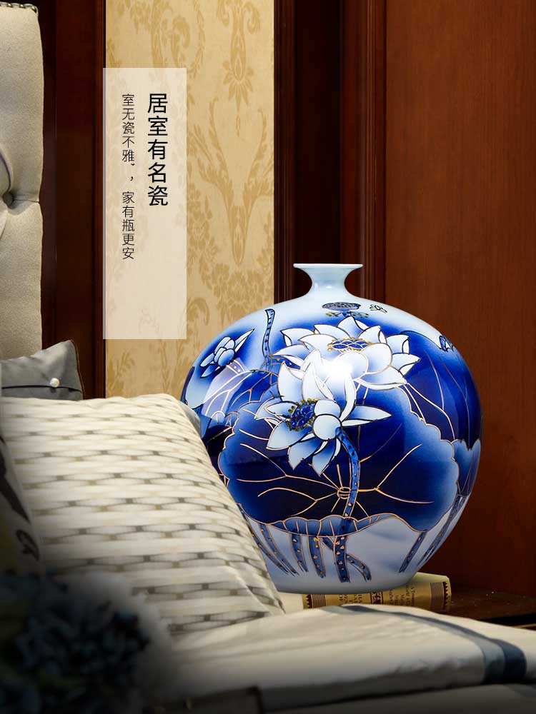 Pomegranate bottle furnishing articles flower arranging light key-2 luxury of new Chinese style art rich ancient frame of jingdezhen ceramic vase household act the role ofing is tasted, the living room