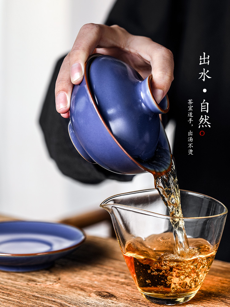 Kombucha tea only three tureen tea cups a single pure manual jingdezhen ceramic tea set large tea bowl fo green glaze male