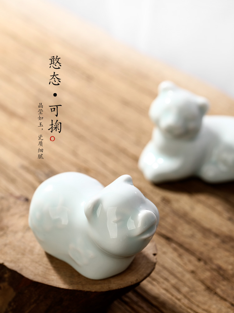 Pure manual pet jingdezhen shadow blue glaze tea worm creative tea table furnishing articles fine ceramic zodiac
