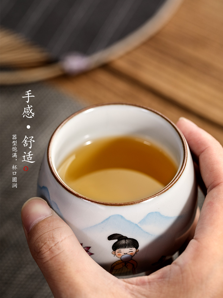 Jingdezhen hand - made ru up market metrix who cup of pure manual sample tea cup single CPU kung fu tea light ceramic cups ancient characters