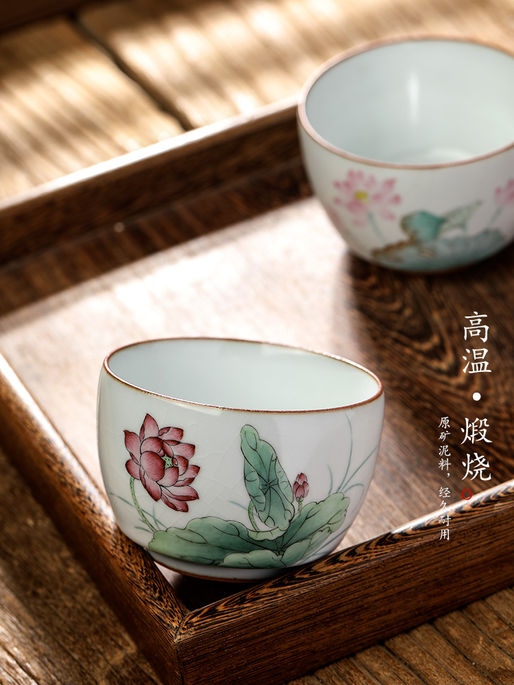 Jingdezhen ceramic kung fu ru up market metrix who hand made lotus cup single cup tea sample tea cup pure manual single tea urn