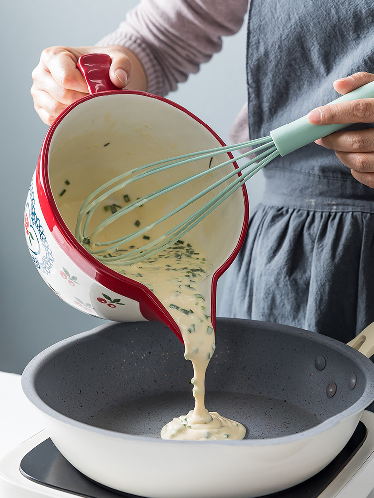 Web celebrity ceramic bowl bowl household egg salad bowl bowl kitchen batter bowl bowl with the handle large capacity