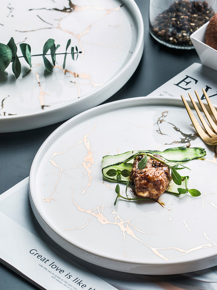 Ins up phnom penh dish marble Nordic contracted household ceramics steak plate of western disc plates food dish