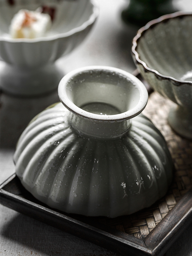 Creative ceramic bowl of European palace Chinese style restoring ancient ways is tall bowl dessert plate pastry dishes tea table decoration furnishing articles