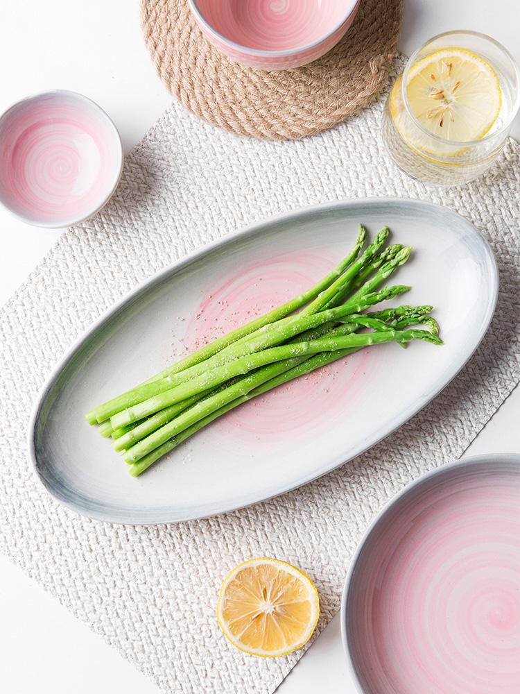 Nordic ceramic tableware suit impression pink tableware household fish platter rainbow such as bowl of rice, a bowl of the big spoon FanPan