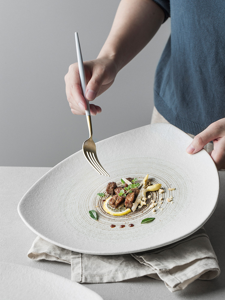 European contracted ceramics steak hotel restaurant dish hand - made plate household food dish plates art plates