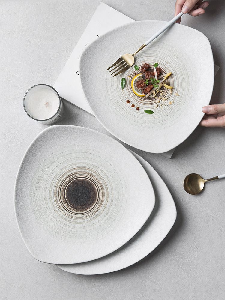 European contracted ceramics steak hotel restaurant dish hand - made plate household food dish plates art plates