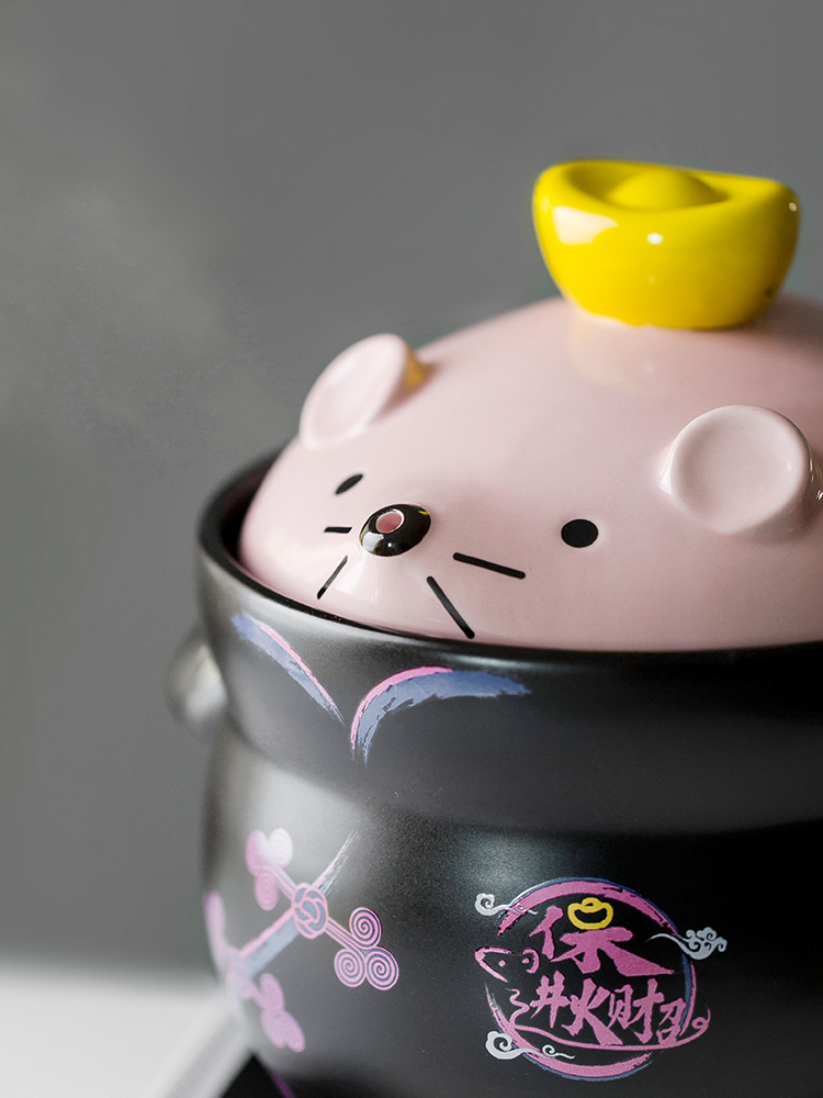 Casserole can open household gas express it in pink Korean cartoon mouse ceramic Casserole stew pot soup pot size