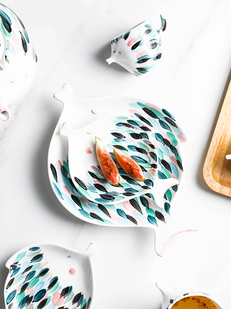 Boss the month mark cup coffee cup creative hand - made ceramic lovers kiss fish for a glass of water glass tea set
