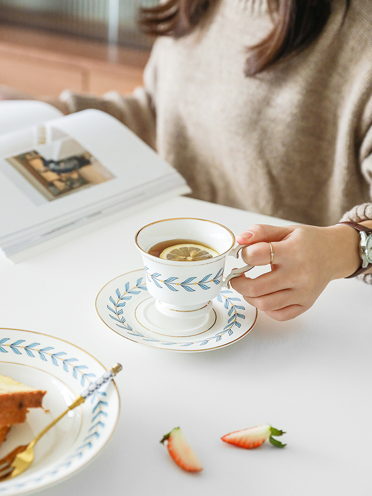 The Boss in the qing zhi ou Jin Bianshu leaf veins dishes light key-2 luxury ceramic cup dish of rice bowls plates afternoon suits for