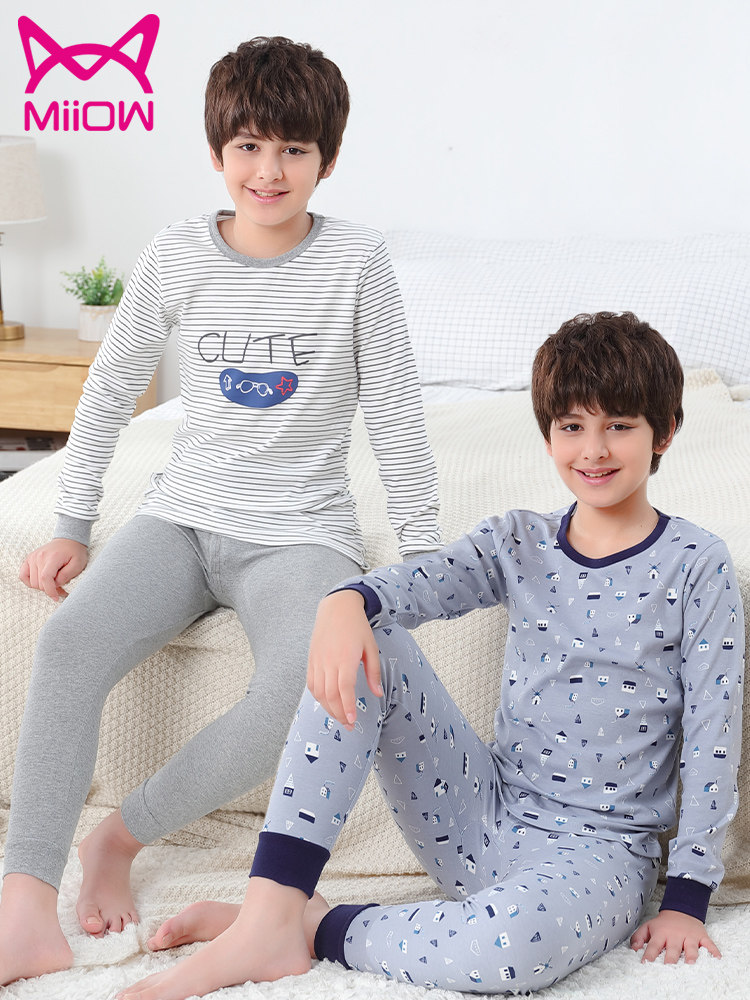 猫人 40支纯棉 中大男童 秋衣秋裤套装 天猫优惠券折后￥29包邮（￥49-20）120~180码多款可选