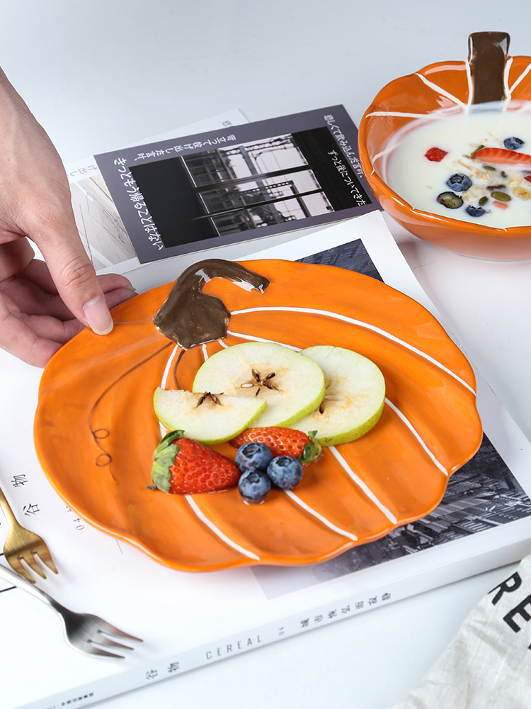 Creative move pumpkin bowl of domestic ceramic express baby side dish bowl children tableware fruit salad bowl bowl for breakfast