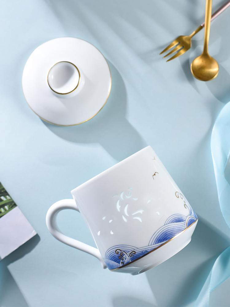 Jingdezhen flagship store separation ceramic cups tea large capacity filter office cup with cover tide mark cup