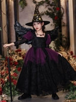Halloween bé gái trang phục Phù Thủy công chúa đầm cosplay Maleficent tím trang phục trẻ em hiệu suất Đầm áo choàng haloween