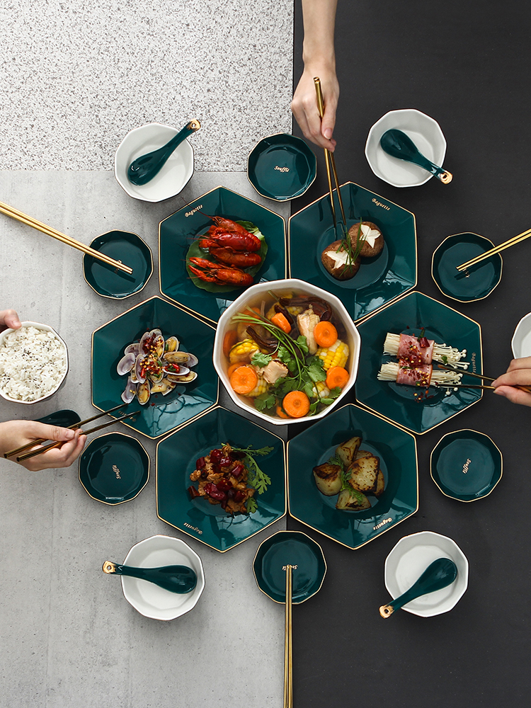 Creative web celebrity ins 0 jobs the European green up phnom penh ceramic tableware dishes suit household noodles in soup bowl