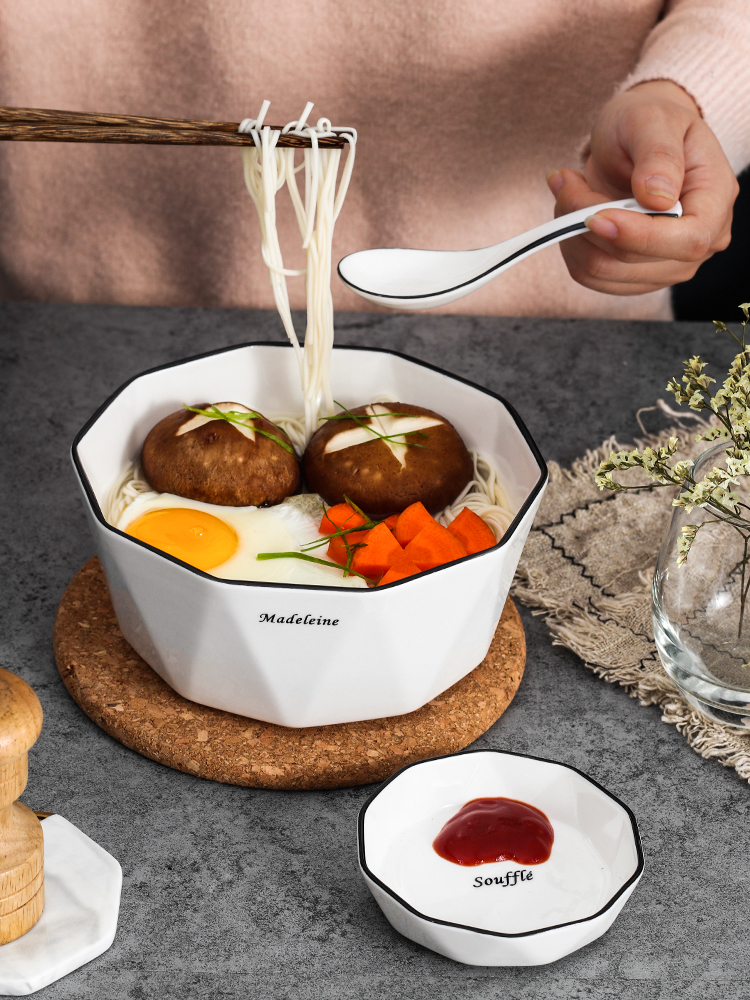 Creative household ceramic dishes suit diamond dishes tableware rice bowls square pad soup bowl hexagonal dishes