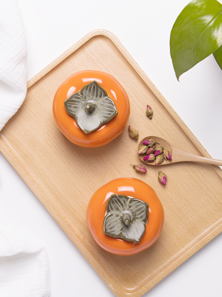 All the best ceramic persimmon portable mini small travel puer tea caddy fixings seal pot creative POTS