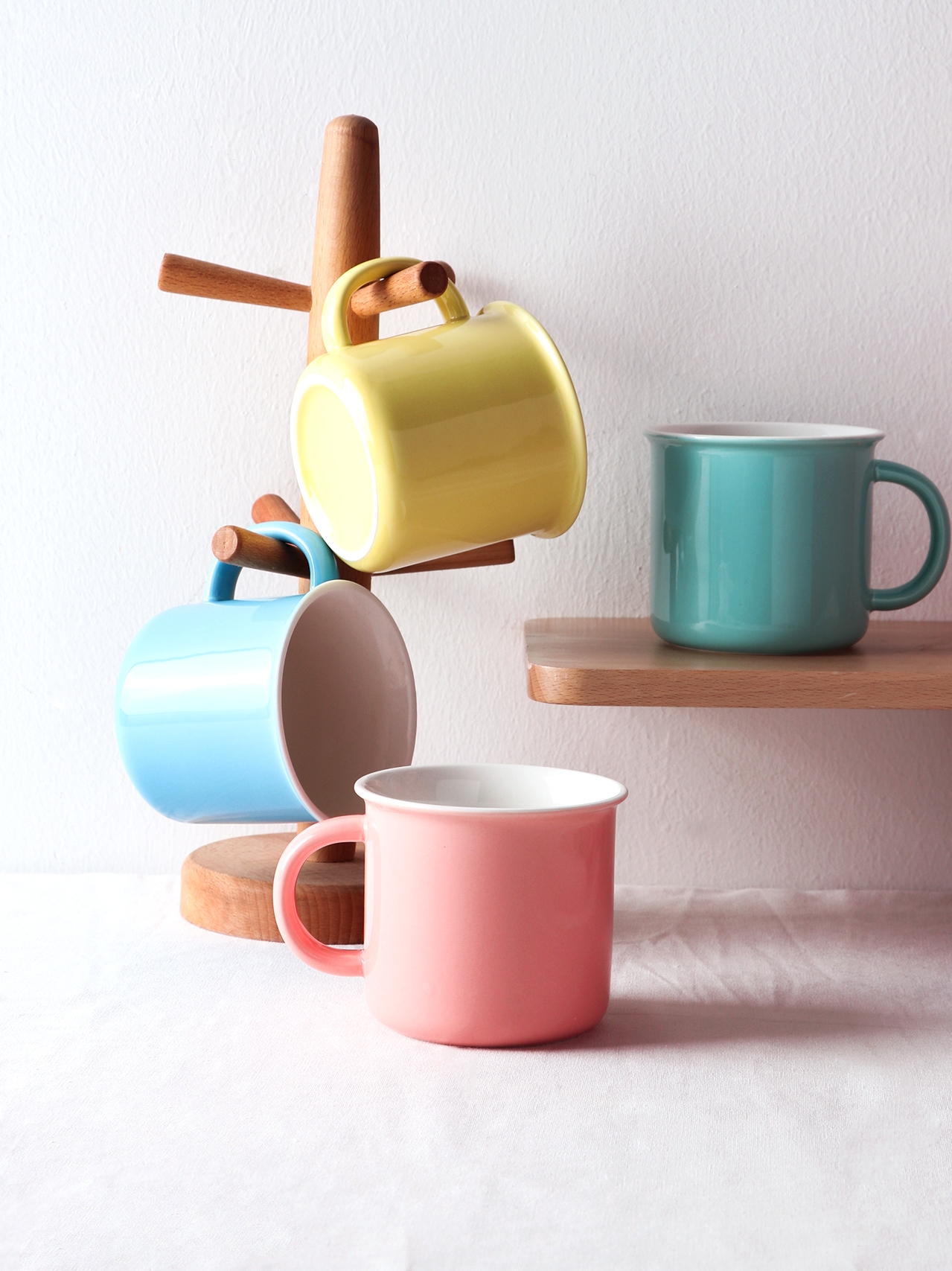 Ceramic keller creative household drinking water cup children couples cup move trend imitation enamel cup Nordic coffee cup