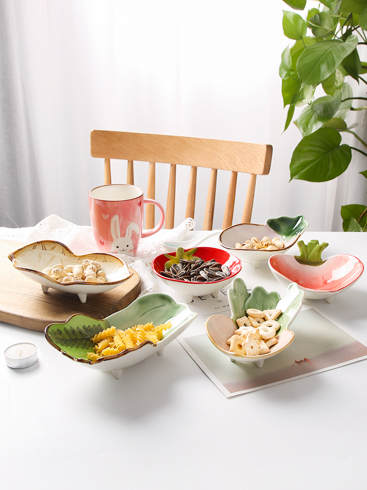 Ceramic dry fruit tray snack plate creative fruit bowl I sitting room home snack plate character lovely candy dishes