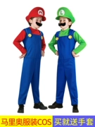 Trang phục Halloween trẻ em, quần áo Mario, cosplay, biểu diễn Super Mario dành cho người lớn, trang phục cha mẹ và con cái