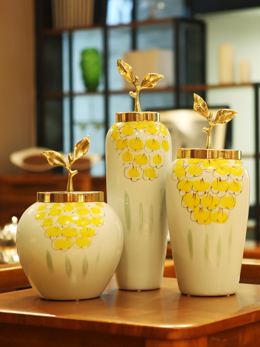 I and contracted new Chinese vase dry flower arranging flowers, ceramic flower implement the sitting room TV ark, porch light decoration key-2 luxury furnishing articles