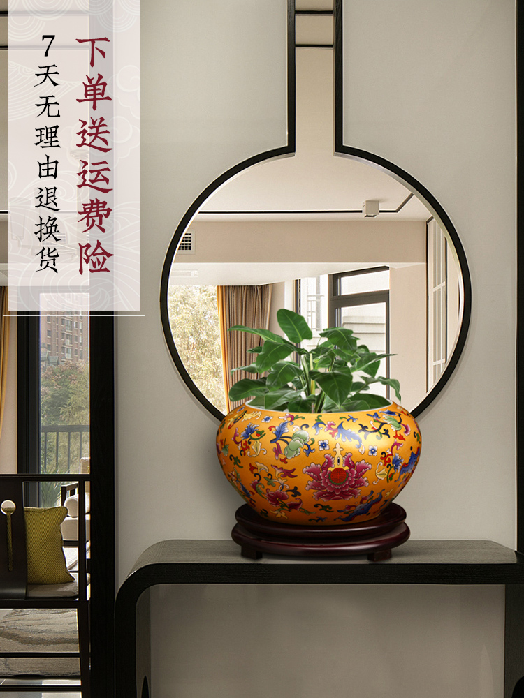 Jingdezhen ceramics colored enamel aquarium handicraft Chinese style living room home wine ark, adornment cornucopia furnishing articles