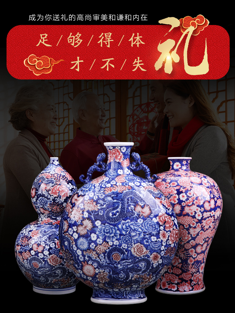 Jingdezhen ceramics vase furnishing articles manual hand - made of blue and white porcelain bottle sitting room of Chinese style household act the role ofing is tasted TV ark