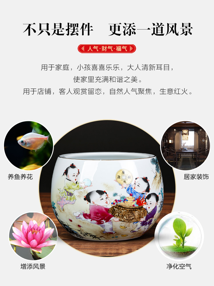 Jingdezhen ceramics powder enamel cornucopia cylinder creative household adornment TV ark, place of the sitting room porch decoration