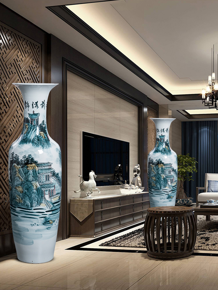 Jingdezhen ceramics hand - made bright future of large blue and white porcelain vase hotel decoration furnishing articles large living room