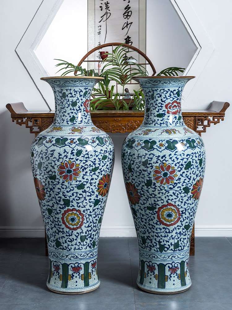 Large antique hand - made of blue and white porcelain vase furnishing articles Chinese jingdezhen ceramics to heavy Large sitting room ground decoration