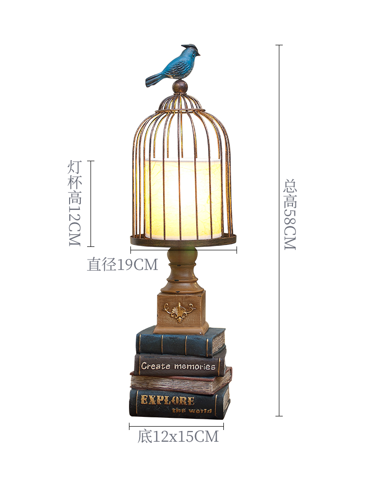 Bedside lamp American living room lamp creative cage read the study decorate desk lamp of bedroom the head of a bed of Europe type floor lamp