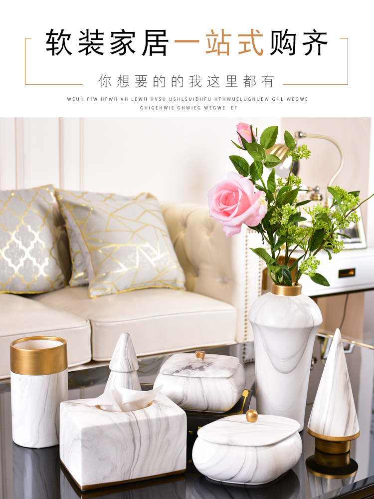 Modern light much wind marble ceramic pump carton household Nordic ins sitting room dining - room use napkin tissue box