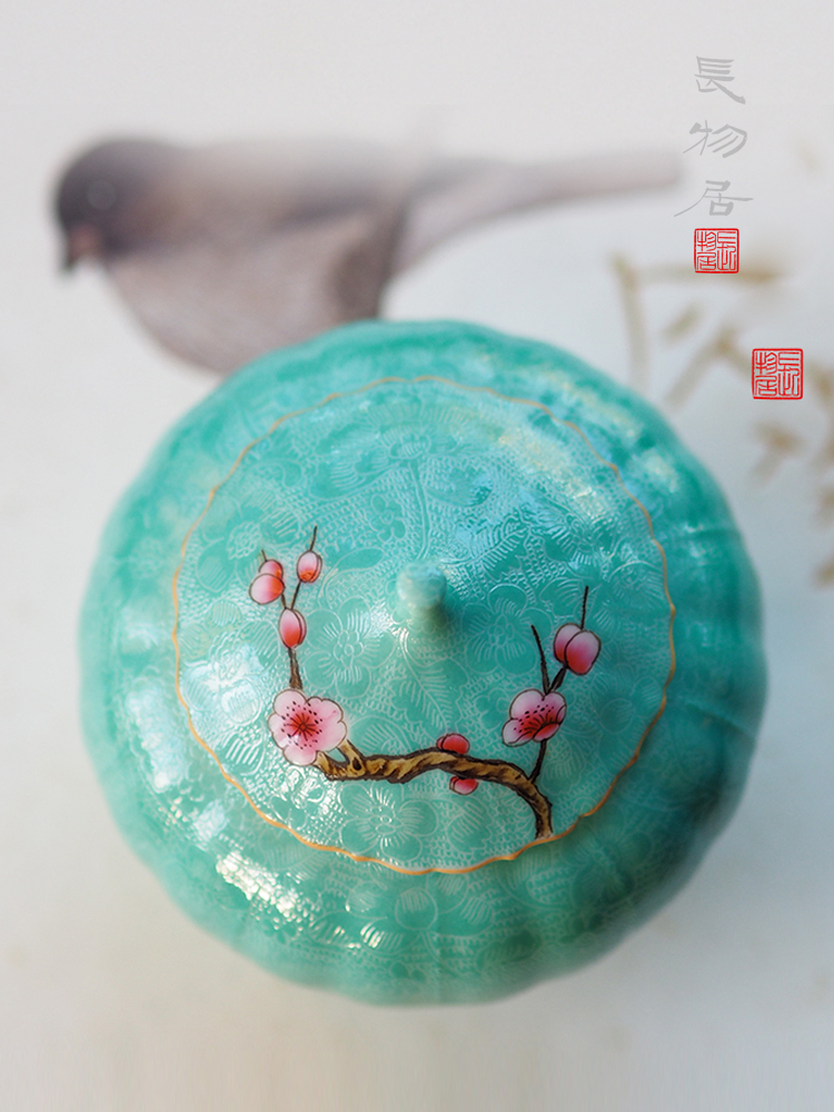 Offered home - cooked ju long up controller turquoise, pick flowers melon prismatic caddy fixings jingdezhen ceramic tea set tea storehouse by hand