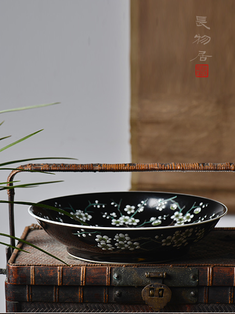 Offered home - cooked ju long up controller ink plain tricolour compote dish jingdezhen archaize ceramic plates by hand