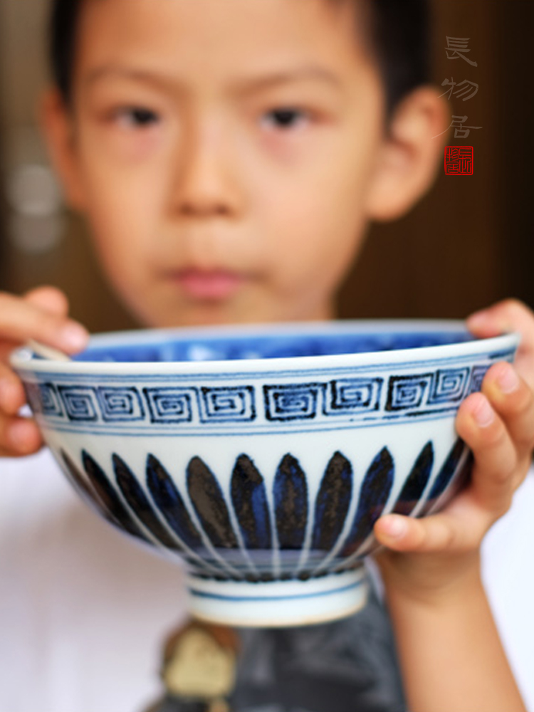 Offered home - cooked ju long jingdezhen blue and white porcelain up controller hand - made large heart always rainbow such as bowl bowl Chinese food dishes