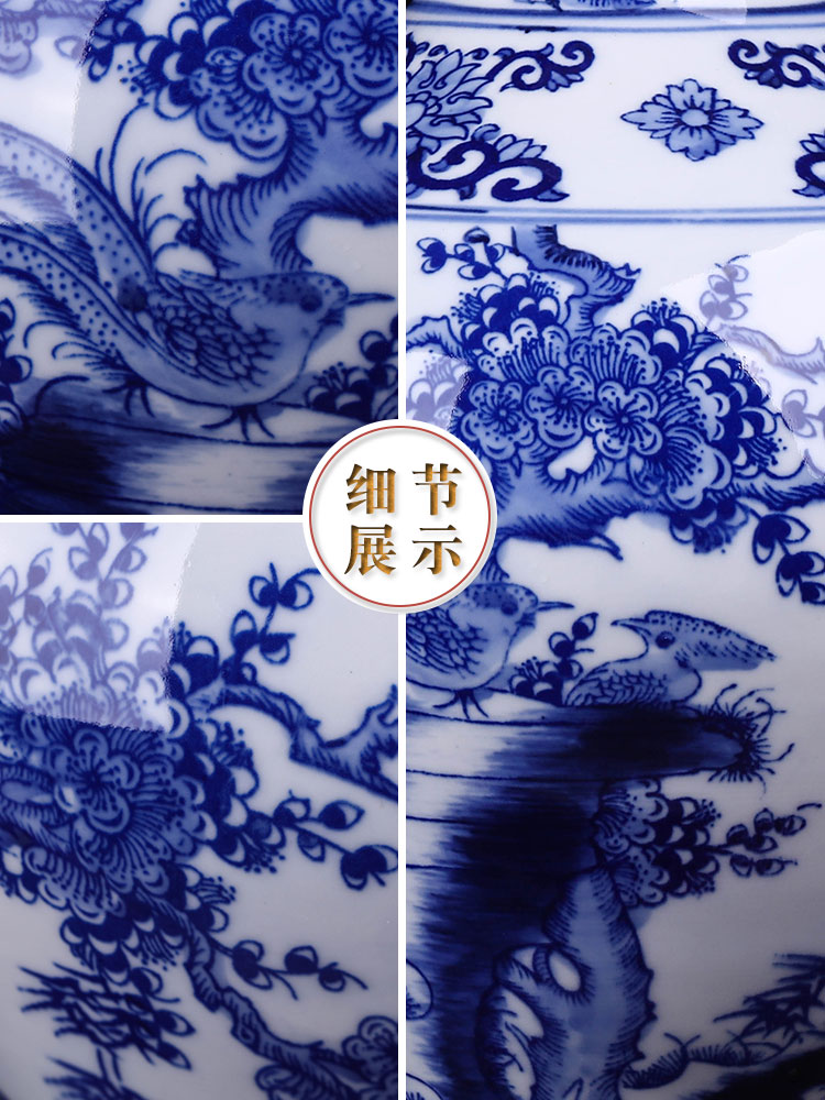 Jingdezhen ceramics hand - made archaize sitting room place, blue and white porcelain vase flower arranging Chinese style household decorative arts and crafts