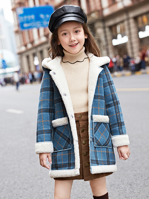 Áo khoác len nữ mùa thu đông 2018 phiên bản mới của Hàn Quốc dành cho các bé lớn nước ngoài mặc áo khoác len trùm đầu dày áo khoác da bé trai Áo khoác