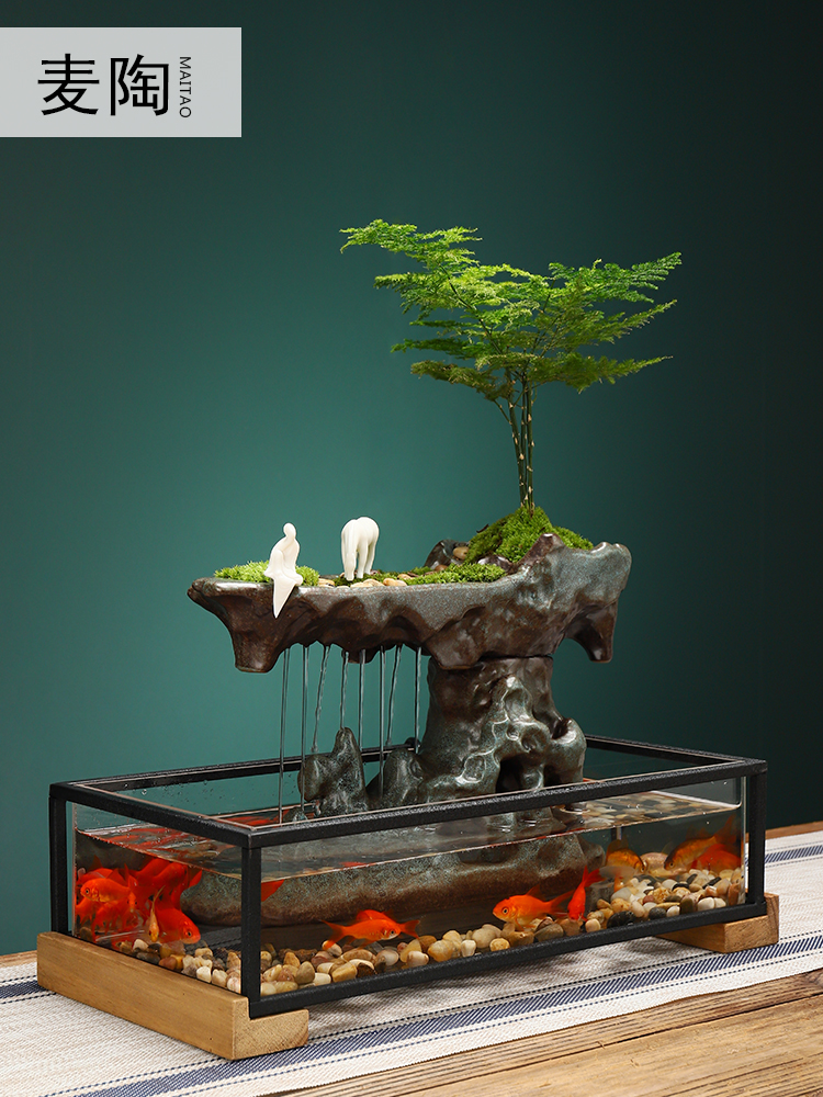M some ceramic porcelain glass fish tank water home sitting room office desktop home furnishing articles opening gifts gifts