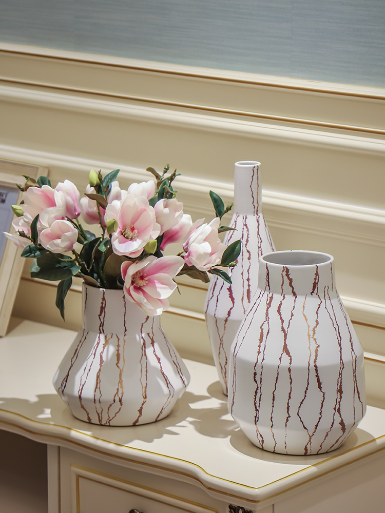 Jingdezhen ceramic vase decoration light key-2 luxury the mock up room a flower arrangement sitting room porch European new Chinese style table vase