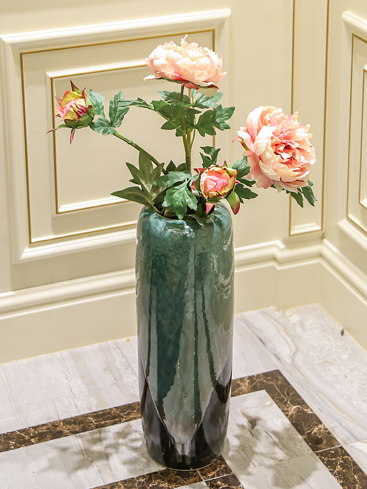 Ceramic floor large vases, flower arranging American living room furnishing articles of Chinese style porch lattice Windows - lucky bamboo bottles