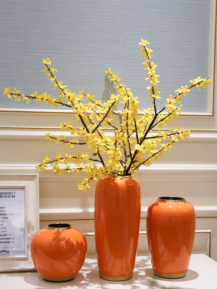 Light European - style key-2 luxury modern creative living room TV cabinet ceramic vase furnishing articles dried flower flower arranging flower implement porch decoration