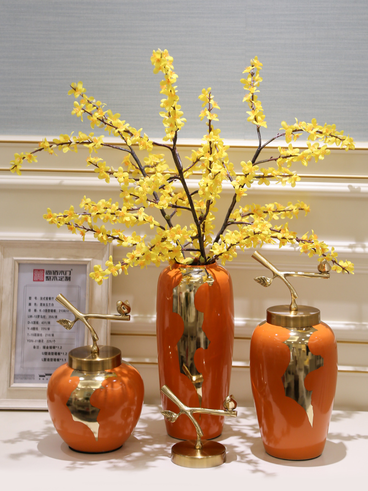 Light European - style key-2 luxury ceramic vase mesa creative furnishing articles sitting room simulation flowers, American home decoration decoration